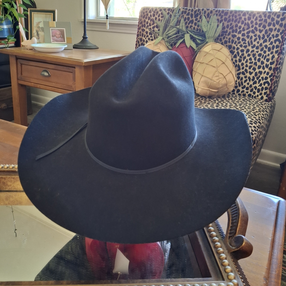Men's Black Long Oval Felt Hat 7 1/4 American Hat Co. - Picture 3 of 11